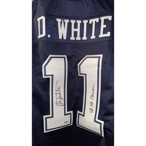 Danny White Autographed Cowboys Jersey SB XII Champs Inscription Beckett COA XL